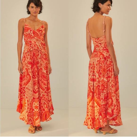 Farm Rio Jaipur Red Crossover Maxi Dress XL - Picture 8 of 9